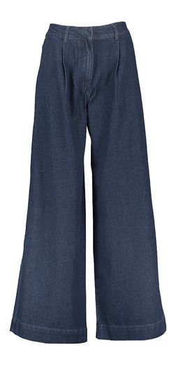 Donkerblauwe wijde jeans met bandplooien Patience Frnch