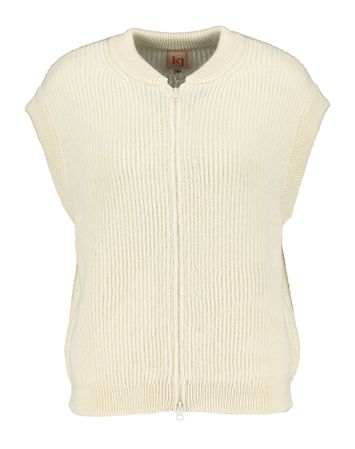 Creme kleurige wollenn mouwloze gilet met rits O'Leary K&J