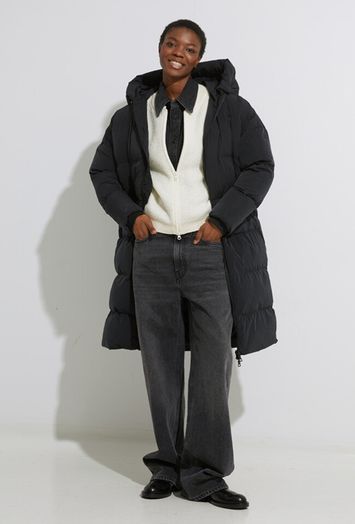 Creme kleurige wollenn mouwloze gilet met rits O'Leary K&J