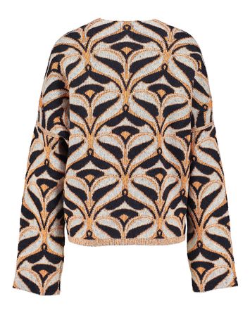 Grijskleurige gilet met zwarte en oranje print Olympia K&J