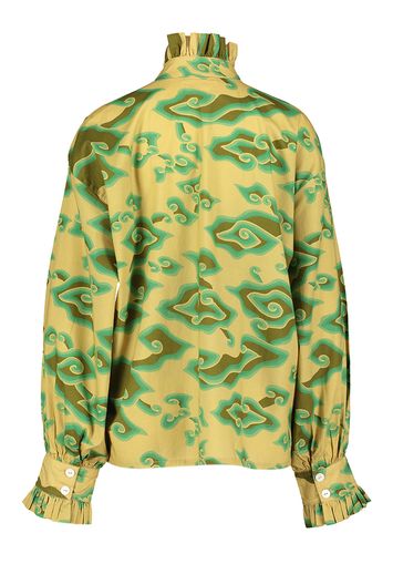 Multicolor groene bloes met frul aan de knopen Ecstasy V.De.Vinster