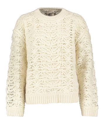 Ecru gebreide doorschijnende pull met ronde hals Semicouture