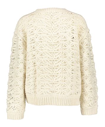 Ecru gebreide doorschijnende pull met ronde hals Semicouture