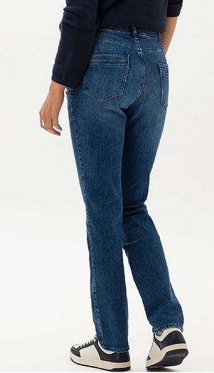 Donkerblauwe straight jeans Style Carola Brax