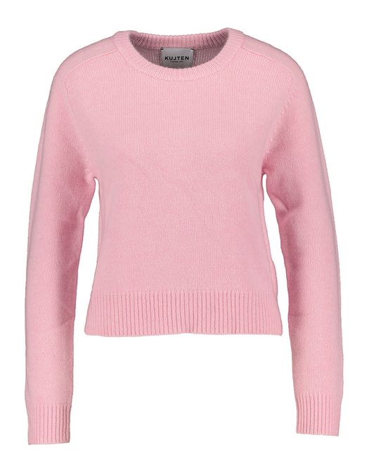 Roze pull met ronde hals en lange mouwen Caroline Kujten