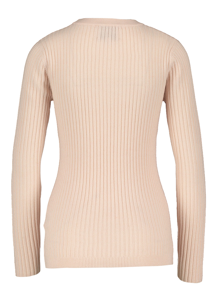 Lichtroze trui in cashmere met ribbels Bibi Kujten