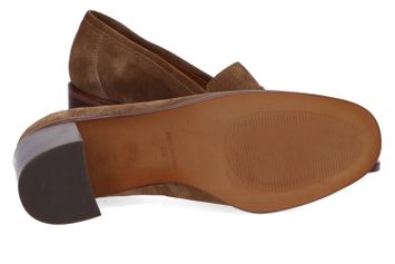 Donkerbeige suède pumps met blokhak Belfast CATWALK
