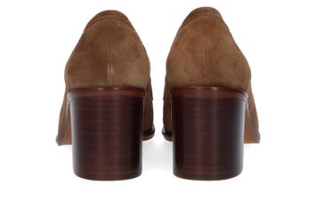 Donkerbeige suède pumps met blokhak Belfast CATWALK