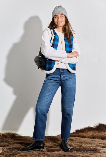 Blauwe dad fit jeans Dana Lois
