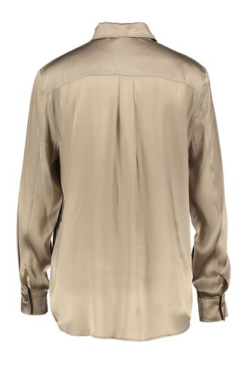 Taupe kleurige glanzende zijden bloes Sifone Marella