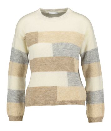 Ecrukleurige pull met multicolor motief Rosso 35