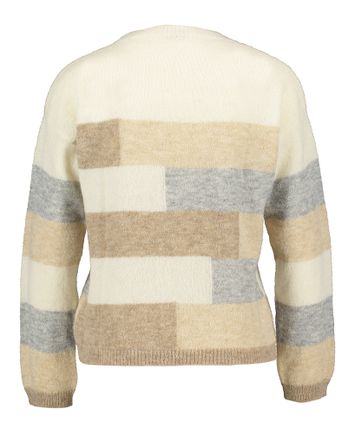 Ecrukleurige pull met multicolor motief Rosso 35