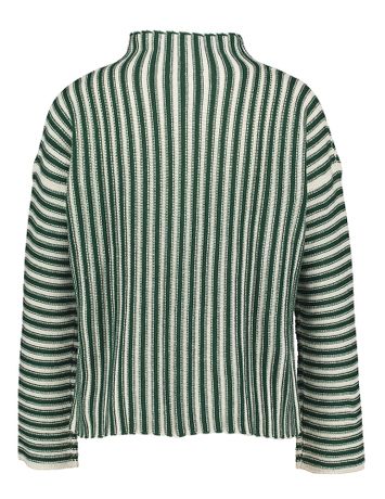 Groen en ecru gestreepte pull met rechtopstaande kraag Rosso 35