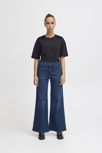 Donkerblauwe wide fit jeans Twiggy Wide Ichi