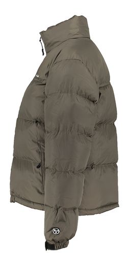 Grijsgroene padded jas met uitritsbare kap Olaf