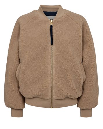 Camelkleurige reversibel teddy bomberjacket Etera Numph