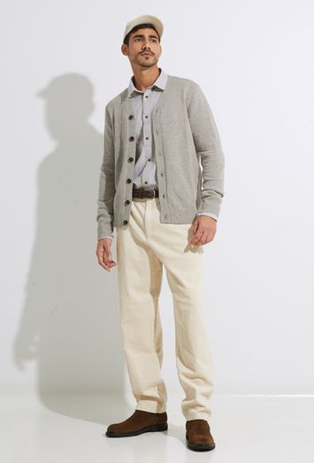 Ecrukleurige lange broek in ribfluweel Les Deux