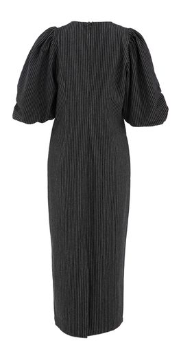 Zwarte jeansjurk met witte strepen en poefmouw Enid Pin Puff Dress Co'Couture