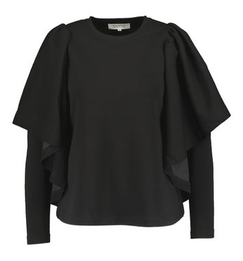 Zwarte wijdvallende t-shirt met vlindermouw Psophia
