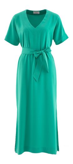 Groene lange jurk met riem Her