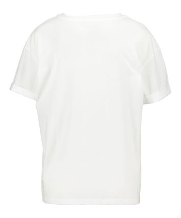 Witte katoenen t-shirt met borstzak en strass Liu Jo
