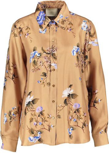 Beige bloes met bloemenprint Arles Momoni