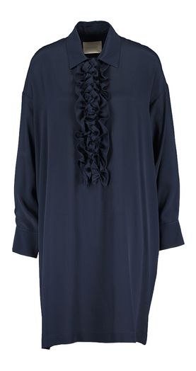 Blauw kleed met ruffles en lange mouwen Kita Momoni 
