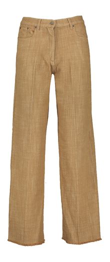 Camel kleurige broek met detail aan de boord onderaan Mikayo Momoni