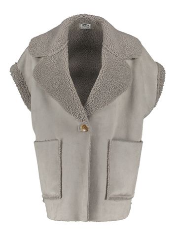 Grijze oversized bodywarmer met teddystof aan de binnenkant  Mont Betta Corradi