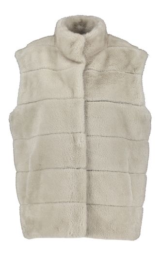 Grijze faux fur bodywarmer met streepmotief Betta Corradi