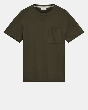 Kaki katoenen t-shirt met ronde hals Anerkjendt