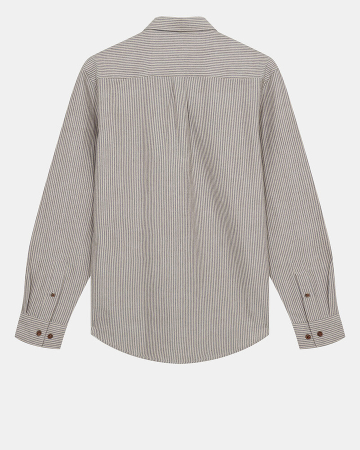 Beige katoenen hemd ( regular fit) met blauwe krijtstreep en lange mouwen Anerkjendt