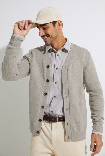Greige wollen gilet met knopen Anerkjendt