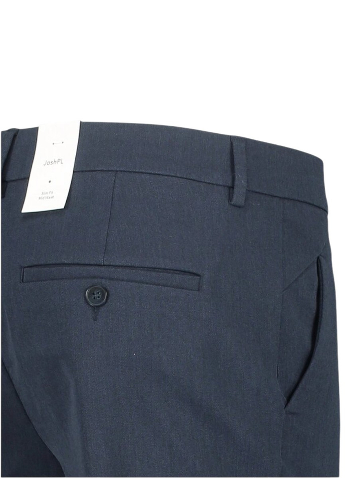 Donkerblauwe geklede slim fit broek Josh Plain