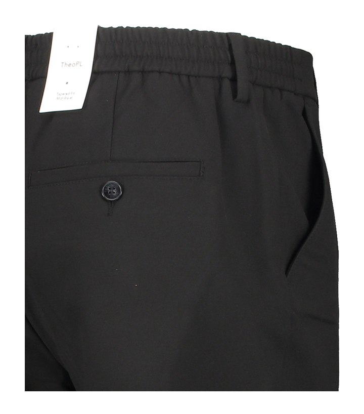 Zwarte comfortabele slim fit broek Theo Plain