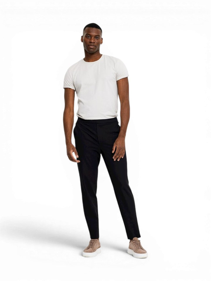 Zwarte comfortabele slim fit broek Theo Plain