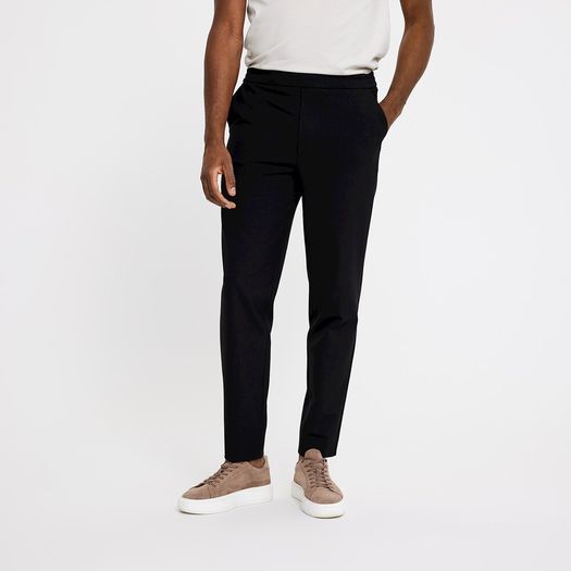 Zwarte comfortabele slim fit broek Theo Plain