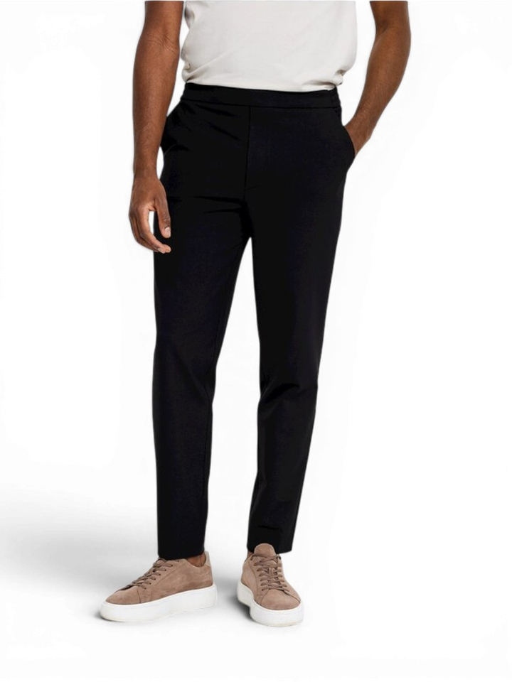 Zwarte comfortabele slim fit broek Theo Plain