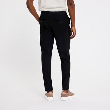 Zwarte comfortabele slim fit broek Theo Plain