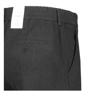 Donkergrijze slim fit broek Theo Plain