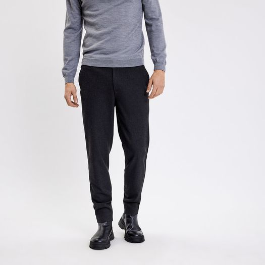 Donkergrijze slim fit broek Theo Plain