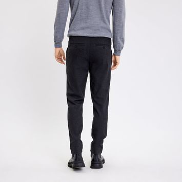 Donkergrijze slim fit broek Theo Plain
