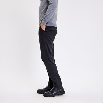 Donkergrijze slim fit broek Theo Plain