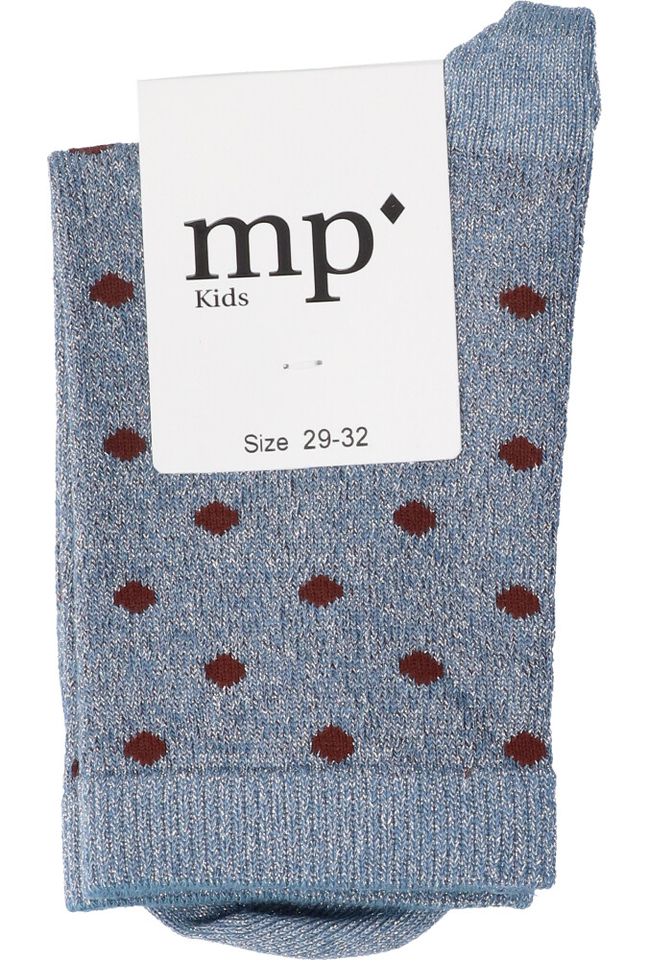Lichtblauwe glittersokken met bordeaux stippen MP Denmark 
