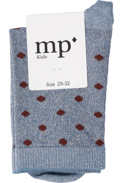 Lichtblauwe glittersokken met bordeaux stippen MP Denmark