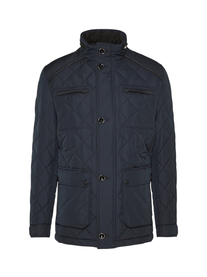 Donkerblauwe jas met rits Bugatti