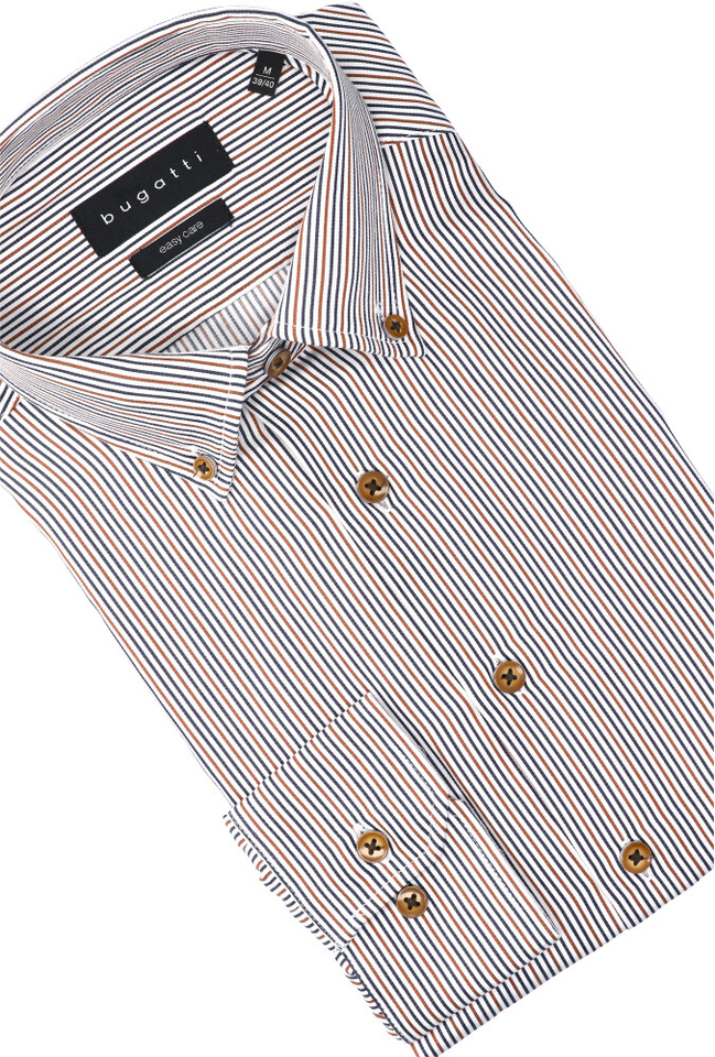 Wit katoenen hemd ( regular fit) met strepen en lange mouwen Bugatti