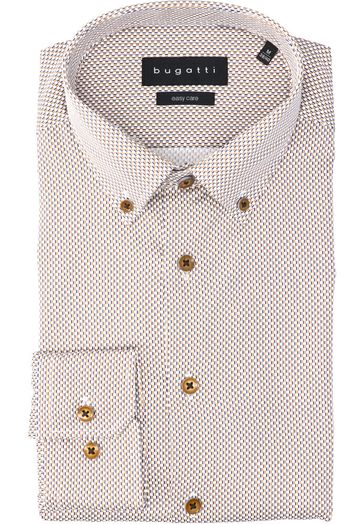 Wit katoenen hemd (regular fit) met details en lange mouwen Bugatti