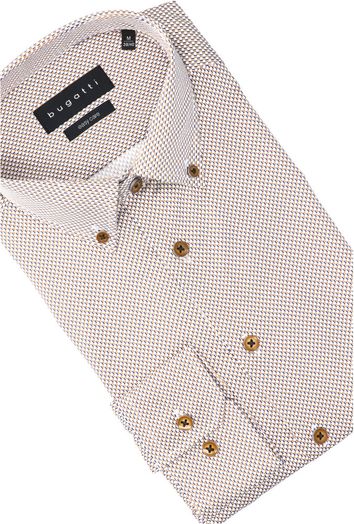 Wit katoenen hemd (regular fit) met details en lange mouwen Bugatti