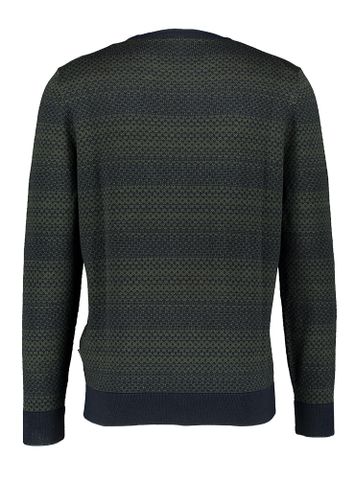 Blauwe pull met olijfgroene print Bugatti